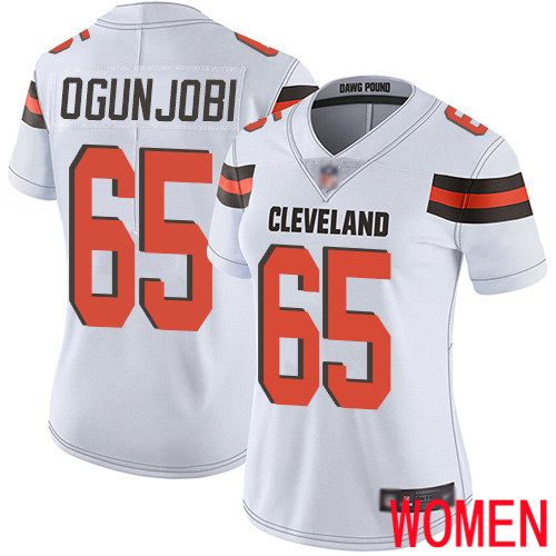 Cleveland Browns Larry Ogunjobi Women White Limited Jersey #65 NFL Football Road Vapor Untouchable